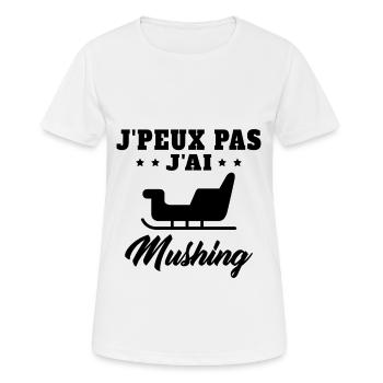 J'peux pas Mushing Chiens Traineau Cadeau Musher - T-shirt respirant Femme - blanc - Devant - AI Model Female 172 dark (172cm)