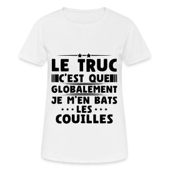 Globalement je m'en bats les couilles - T-shirt respirant Femme - blanc - Devant - AI Model Female 172 dark (172cm)