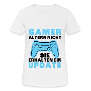 Gamer Altern Nicht Sie Erhalten Ein Update Zocker - Frauen T-Shirt atmungsaktiv - Weiß - Vorne - AI Model Female 172 dark (172cm)