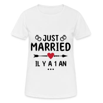 Geschenk zum Hochzeitstag 1 Jahr Hochzeit aus Baumwolle - Frauen T-Shirt atmungsaktiv - Weiß - Vorne - AI Model Female 172 dark (172cm)