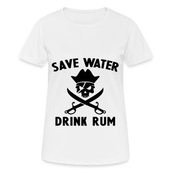 Économiser de l’eau, boire du rhum - T-shirt respirant Femme - blanc - Devant - AI Model Female 172 dark (172cm)