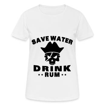 Économiser de l’eau, boire du rhum - T-shirt respirant Femme - blanc - Devant - AI Model Female 172 dark (172cm)