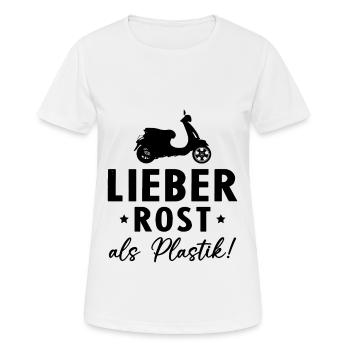 Lieber Rost als Plastic - Frauen T-Shirt atmungsaktiv - Weiß - Vorne - AI Model Female 172 dark (172cm)