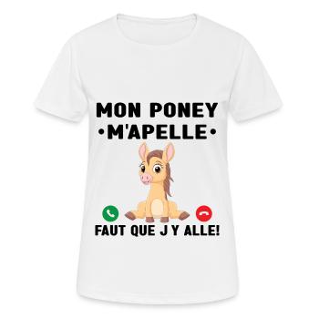 Mon Poney M'Apelle Pilote De Poney Cadeau Poney - T-shirt respirant Femme - blanc - Devant - AI Model Female 172 dark (172cm)