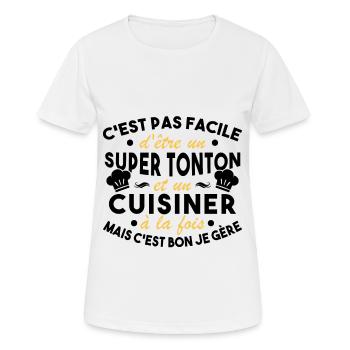 Super Tonton et un Cuisinier Cadeau Humour - T-shirt respirant Femme - blanc - Devant - AI Model Female 172 dark (172cm)