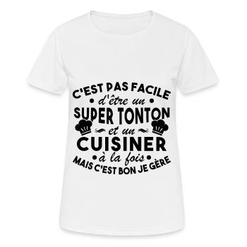 Super Tonton et un Cuisinier Cadeau Humour - T-shirt respirant Femme - blanc - Devant - AI Model Female 172 dark (172cm)