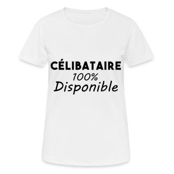 Célibataire 100% disponible Cadeau Drôle Valentin - T-shirt respirant Femme - blanc - Devant - AI Model Female 172 dark (172cm)