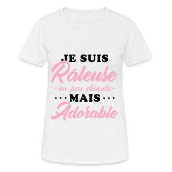 Mürrisches, aber liebenswertes personalisiertes Humorgeschenk - Frauen T-Shirt atmungsaktiv - Weiß - Vorne - AI Model Female 172 dark (172cm)