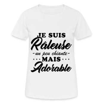 Mürrisches, aber liebenswertes personalisiertes Humorgeschenk - Frauen T-Shirt atmungsaktiv - Weiß - Vorne - AI Model Female 172 dark (172cm)