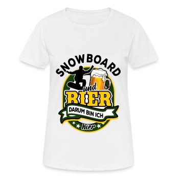Snowboard & Bier - darum bin ich hier - Frauen T-Shirt atmungsaktiv - Weiß - Vorne - AI Model Female 172 dark (172cm)