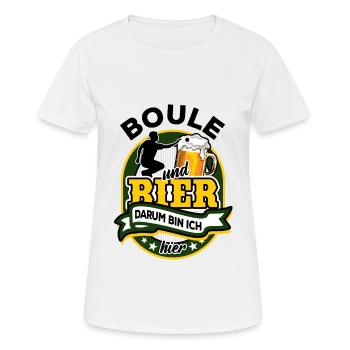 Boule & Bier - darum bin ich hier - Frauen T-Shirt atmungsaktiv - Weiß - Vorne - AI Model Female 172 dark (172cm)