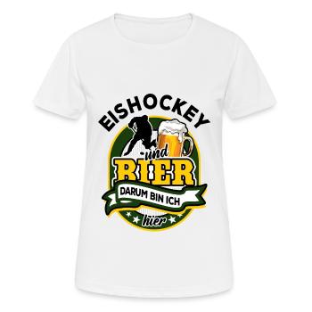 Eishockey & Bier - darum bin ich hier - Frauen T-Shirt atmungsaktiv - Weiß - Vorne - AI Model Female 172 dark (172cm)