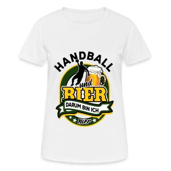 Handball & Bier - darum bin ich hier - Frauen T-Shirt atmungsaktiv - Weiß - Vorne - AI Model Female 172 dark (172cm)