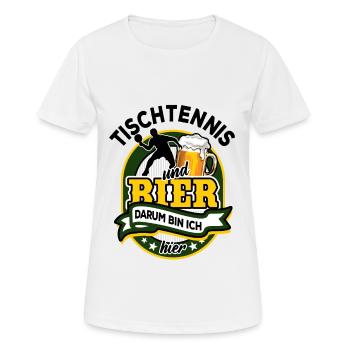Tischtennis & Bier - darum bin ich hier - Frauen T-Shirt atmungsaktiv - Weiß - Vorne - AI Model Female 172 dark (172cm)