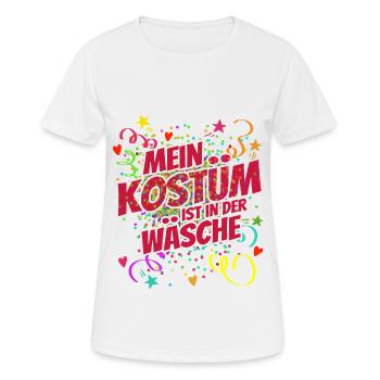 Mein Kostüm ist in der Wäsche - Karneval - Spruch - Frauen T-Shirt atmungsaktiv - Weiß - Vorne - AI Model Female 172 dark (172cm)