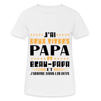 Ich habe zwei Titel: Papa und Stiefvater Humor Geschenk - Frauen T-Shirt atmungsaktiv - Weiß - Vorne - AI Model Female 172 dark (172cm)