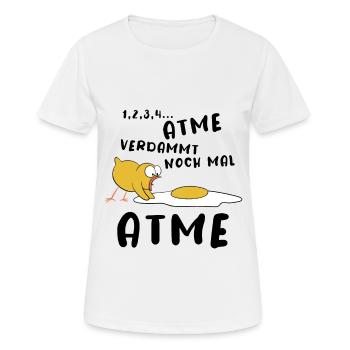 Küken, Spiegelei, Wiederbelebung - Atme! Cartoon - Frauen T-Shirt atmungsaktiv - Weiß - Vorne - AI Model Female 172 dark (172cm)
