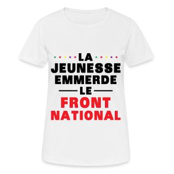 Scheiß auf die Front National - Frauen T-Shirt atmungsaktiv - Weiß - Vorne - AI Model Female 172 dark (172cm)