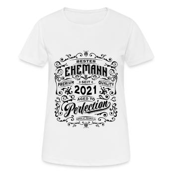 Bester Ehemann seit 2021, Retro, Hochzeitstag - Frauen T-Shirt atmungsaktiv - Weiß - Vorne - AI Model Female 172 dark (172cm)