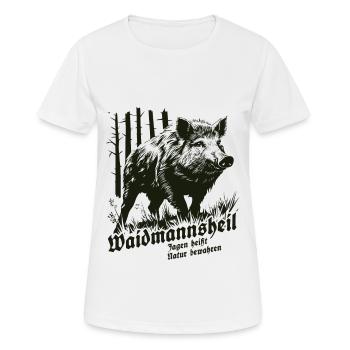 Waidmannsheil Jagen heißt Natur bewahren - Wildsau - Frauen T-Shirt atmungsaktiv - Weiß - Vorne - AI Model Female 172 dark (172cm)