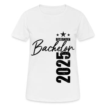Bachelor bestanden 2025 - Prüfung - Erfolg - Frauen T-Shirt atmungsaktiv - Weiß - Vorne - AI Model Female 172 dark (172cm)