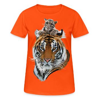 Bengal Tiger and Hazy Tiger - Women's Breathable T-Shirt - neon orange - Front - AI Model Female 172 dark (172cm)