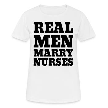 De vrais hommes épousent des infirmières infirmières Mari - T-shirt respirant Femme - blanc - Devant - AI Model Female 172 dark (172cm)