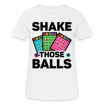 Shake Those Balls Lustiges Bingo - Frauen T-Shirt atmungsaktiv - Weiß - Vorne - AI Model Female 172 dark (172cm)