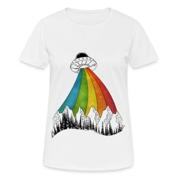 ufo regenbogen strahl - Frauen T-Shirt atmungsaktiv - Weiß - Vorne - AI Model Female 172 dark (172cm)