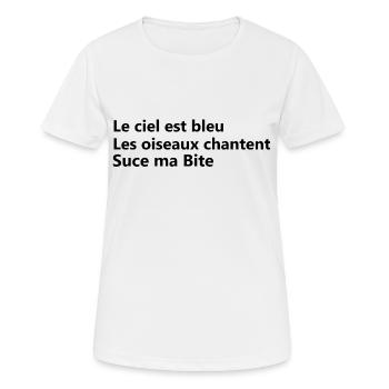 lutsch meinen Schwanz - Frauen T-Shirt atmungsaktiv - Weiß - Vorne - AI Model Female 172 dark (172cm)