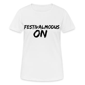 festivalmodus ON - Frauen T-Shirt atmungsaktiv - Weiß - Vorne - AI Model Female 172 dark (172cm)