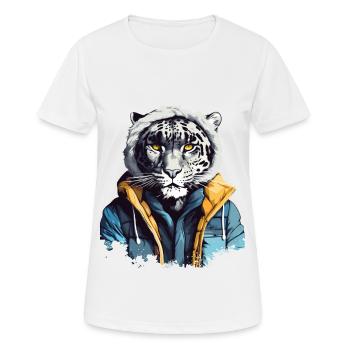 Streetstyle Schneeleopard | Leoparden-Liebhaber - Frauen T-Shirt atmungsaktiv - Weiß - Vorne - AI Model Female 172 dark (172cm)