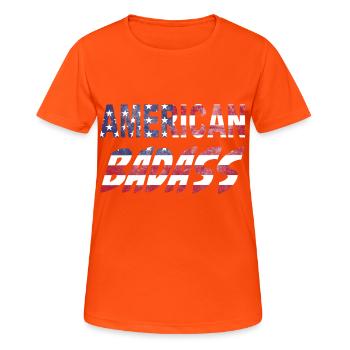 American Badass - real American Dude! - Women's Breathable T-Shirt - neon orange - Front - AI Model Female 172 dark (172cm)