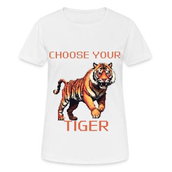 Wählen Sie Ihren Tiger | 8bit Tiger Abenteuer - Frauen T-Shirt atmungsaktiv - Weiß - Vorne - AI Model Female 172 dark (172cm)