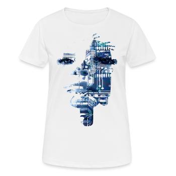 Machine futuriste visage d’ordinateur - scifi - T-shirt respirant Femme - blanc - Devant - AI Model Female 172 dark (172cm)