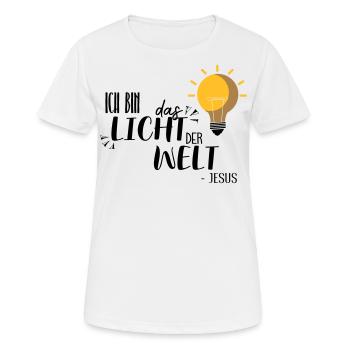 Ich bin das Licht - Frauen T-Shirt atmungsaktiv - Weiß - Vorne - AI Model Female 172 dark (172cm)