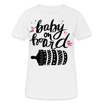 Bébé à bord Grossesse Enceinte - T-shirt respirant Femme - blanc - Devant - AI Model Female 172 dark (172cm)