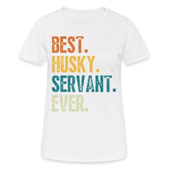 Meilleur serviteur de chien husky jamais en détresse police rétro - T-shirt respirant Femme - blanc - Devant - AI Model Female 172 dark (172cm)