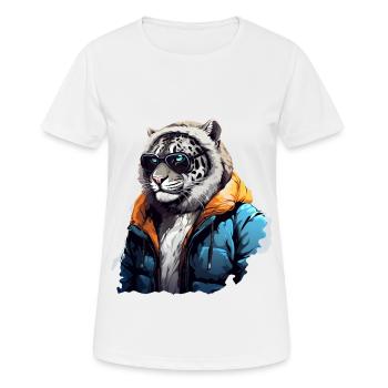 Streetstyle Schneeleopard | Leoparden-Liebhaber - Frauen T-Shirt atmungsaktiv - Weiß - Vorne - AI Model Female 172 dark (172cm)