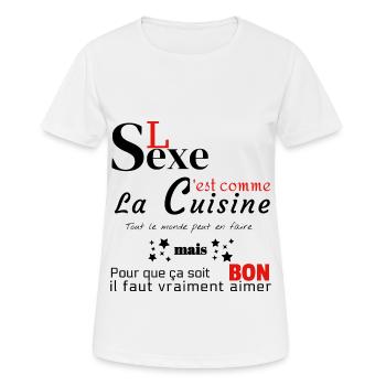 Le sexe, c'est comme la cuisine! - T-shirt respirant Femme - blanc - Devant - AI Model Female 172 dark (172cm)