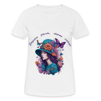 Élégance florale charme vintage - T-shirt respirant Femme - blanc - Devant - AI Model Female 172 dark (172cm)