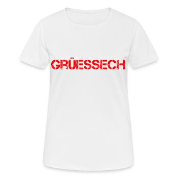 Grüessech Grüezi Schweizerdeutsch Schweiz Alpen - Frauen T-Shirt atmungsaktiv - Weiß - Vorne - AI Model Female 172 dark (172cm)