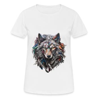 Grauer Wolf im Graffiti-Stil | Wolfsliebhaber - Frauen T-Shirt atmungsaktiv - Weiß - Vorne - AI Model Female 172 dark (172cm)