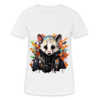 Graffiti animalier : ambiance urbaine d’opossum - T-shirt respirant Femme - blanc - Devant - AI Model Female 172 dark (172cm)