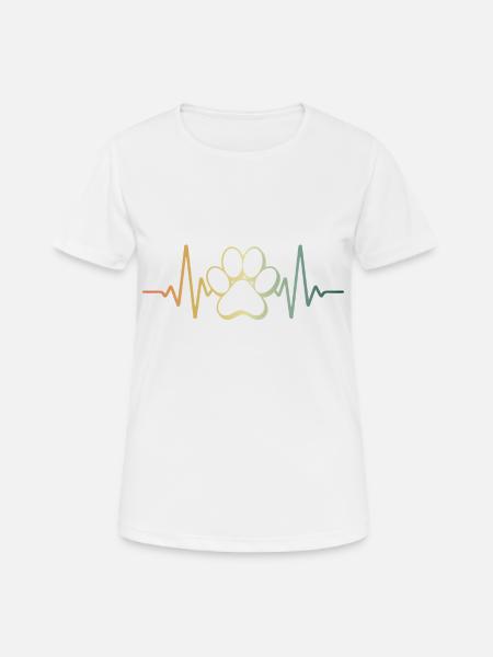 Herzschlag Hundepfote Hundeliebe - Frauen T-Shirt atmungsaktiv - Weiß