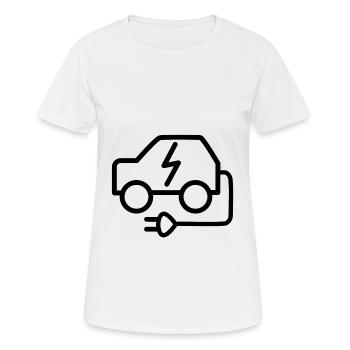 Voiture électrique et câble de recharge - T-shirt respirant Femme - blanc - Devant - AI Model Female 172 dark (172cm)