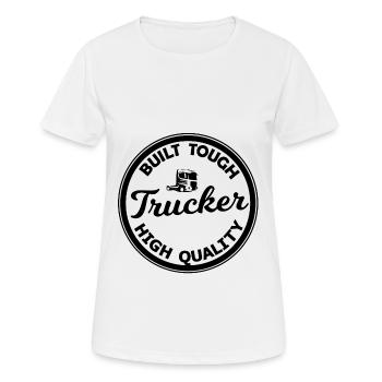 Quality Trucker - Frauen T-Shirt atmungsaktiv - Weiß - Vorne - AI Model Female 172 dark (172cm)