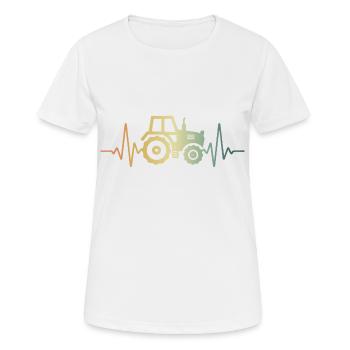Herzschlag Traktor Trekker Puls EKG - Frauen T-Shirt atmungsaktiv - Weiß - Vorne - AI Model Female 172 dark (172cm)