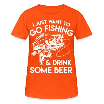 Angler Shirt With Beer Quote And Fish Gift - Women's Breathable T-Shirt - neon orange - Front - AI Model Female 172 dark (172cm)