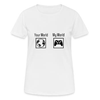 Jeux - votre monde, mon monde - T-shirt respirant Femme - blanc - Devant - AI Model Female 172 dark (172cm)